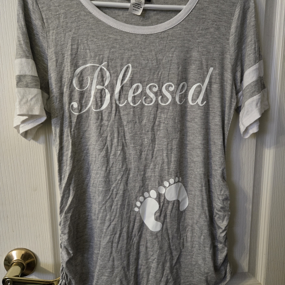 Maternity Gray 'Blessed' Short Sleeve Tee